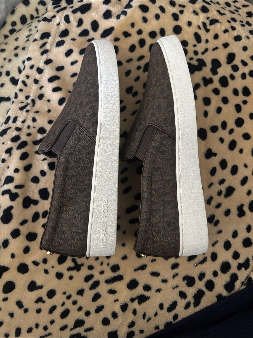 Michael Kors Brown Logo-Print Slip-On Sneakers - Picture 3 of 5